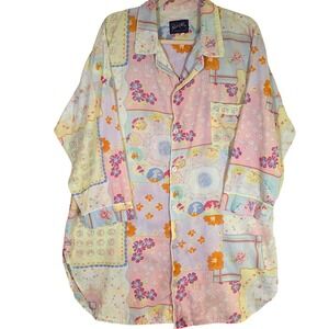 NICK & NORA Women's XL Pastel Calendar Floral Nightshirt Pajama Shirt RARE PRINT